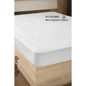 Micro Kapitone Fitted Full Kenar Su Sıvı Geçirmez Yatak Koruyucu Alez Çarşaf Beyaz