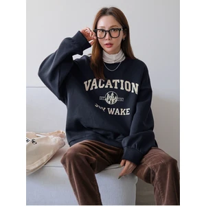 Kadın Laci Vacation Joy Wake Baskılı Oversize Bisiklet Yaka Sweatshirt
