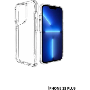 iPhone 15 Plus Kılıf Kamera Çıkıntılı Şeffaf Darbe Emici Sert Silikon Kapak T-Max