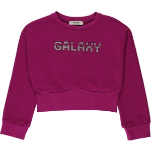 Kız Çocuk Parlak Baskı Detaylı Sweatshirt