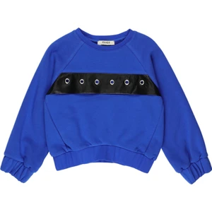 Deri ve Kuş Gözü Detaylı Sweatshirt