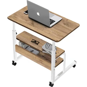 servetavcı Esil Yükseklik Ayarlı ve Çift Raflı Laptop Sehpası ve Çalışma Masası - Atlantik Çam Beyaz (Tekerli) 70 x 40 cm