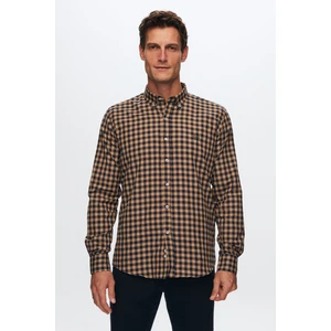 D'S Damat Slim Fit Camel Kareli Ekoseli Gömlek 7HC02ORT09265
