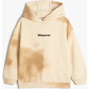 Kapşonlu Sweatshirt Uzun Kollu Slogan Baskılı