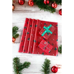 Tuğset Etiket Yılbaşı Çam Geyik Desenli Pelur Kağıt , Kırmızı Yılbaşı Hediye Paketi, Pelur Kağıdı, Yeni Yıl Paketleme 10 Adet-T639