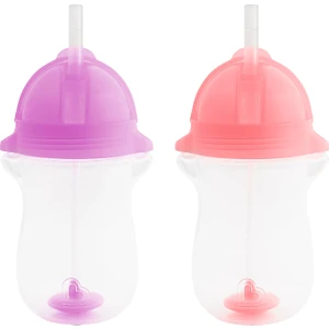 Tıklama Kilitli Uçlu  Pipetli Alıştırma BARDAĞI,12AY+, 296ML,MOR, Pembe