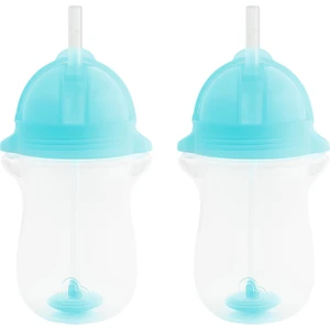 Tıklama Kilitli Uçlu  Pipetli Alıştırma Bardağı 12AY+ 296 Ml, Mavi&mavi 2li Paket