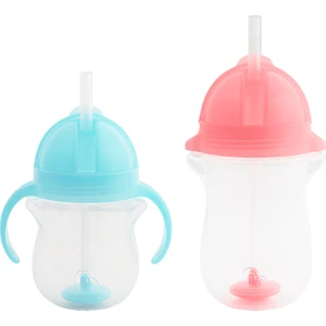 Tıklama Kilitli Uçlu Pipetli  Alıştırma Bardağı 6AY+ 207 ml Mavi  ve 12AY+ 296 ml Pembe