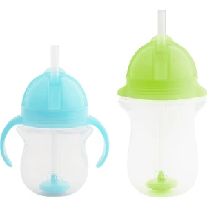 Tıklama Kilitli Uçlu Pipetli Alıştırma Bardağı 6AY+ 207 ml Mavi  ve 12AY+ 296 ml Yeşil