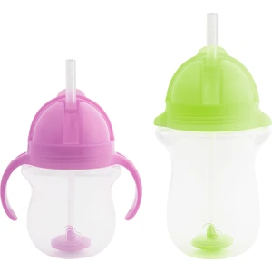 Tıklama Kilitli Uçlu  Pipetli Alıştırma Bardağı 6AY+ 207 ml Mor   ve 12AY+ 296 ml Yeşil