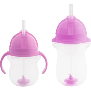 Tıklama Kilitli Uçlu Pipetli  Alıştırma Bardağı 6AY+ 207 ml Mor   ve 12AY+ 296 ml Mor