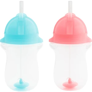 Tıklama Kilitli Uçlu Pipetli  Alıştırma Bardağı 12AY+ 296 Ml, Mavi&pembe  2li Paket