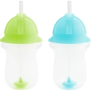 Tıklama Kilitli Uçlu Pipetli  Alıştırma Bardağı 12AY+ 296 Ml, Mavi&yeşil 2li Paket