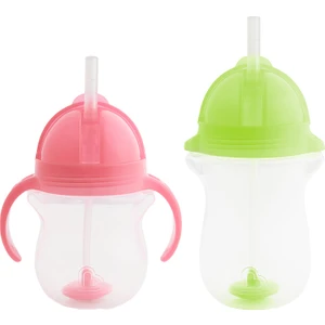 Tıklama Kilitli Uçlu Pipetli Alıştırma Bardağı 6AY+ 207 ml Pembe  ve 12AY+ 296 ml Yeşil