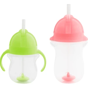 Tıklama Kilitli Uçlu Pipetli Alıştırma Bardağı 6AY+ 207 ml Yeşil  ve 12AY+ 296 ml Pembe