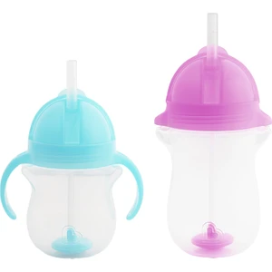 Tıklama Kilitli Uçlu Pipetli  Alıştırma Bardağı 6AY+ 207 ml Mavi  ve 12AY+ 296 ml Mor