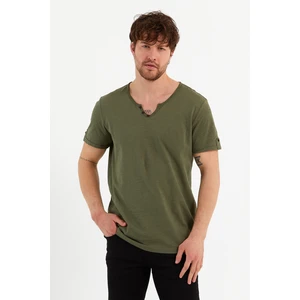 Uomo Park 2135 Yeni Sezon Armut Yaka Düğme Detaylı T-Shirt