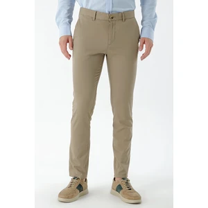 Erkek Açık Kahve Piefti Pamuk Yan Cep Slim Fit Chino Pantolon