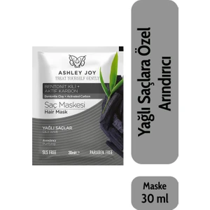Ashley Joy Saç Maskesi 30 ml Yağlı Saçlar için Aktif Karbon ve Bentonit Kili ile Arındırıcı Etki