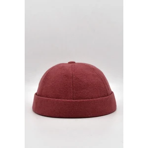 Erkek Sokak Stili Yünlü Sipersiz Şapka Bordo Docker Cap