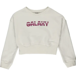 Kız Çocuk Parlak Baskı Detaylı Sweatshirt