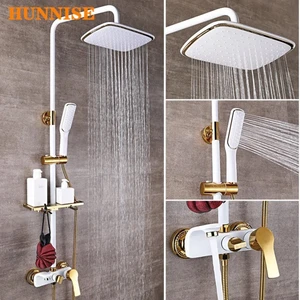 Banyo Bataryası Duş Seti Altın Dore Beyaz