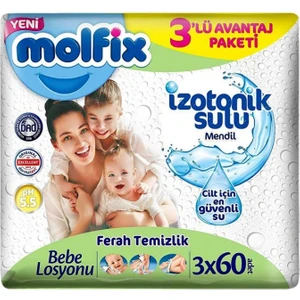 İzotonik Sulu Ferah Temizlik Islak Havlu Mendil 3'Lü 180 Yaprak