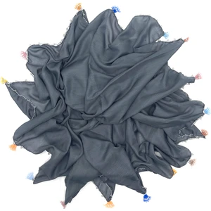 Naz İpek Pamuklu Kelebek - Kurdele Oyalı Boncuklu Eşarp Yüksek Kalite Yazma 100X100CM