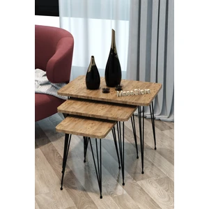 Mass Store Mass Store3'lü Metal Ayak Zigon Sehpa Dekoratif Dikdörtgen Model