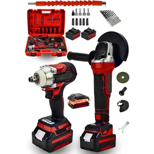 Germany Steel 2'li Set 128VF Şarjlı Taşlama Şarjlı Somun Sıkma Sökme Matkap TYC2LXAS4N169211415289042