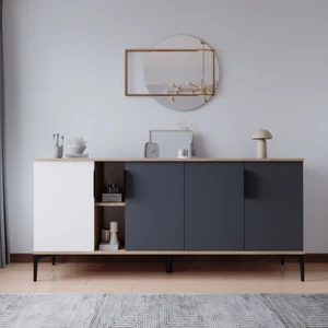 Tarz Konsol 180 cm (Metal Kulp, Antrasit,beyaz) 180 cm Yemek Odası Ofis Salon Ünite