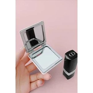 Organizasyon Metal Cep Çanta Aynası Makyaj Aynası Kapaklı Gümüş Kişiye Özel