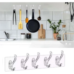 Grand Zone  Buffer 5 Li Güçlü Yapışkanlı Şeffaf Duvar Askısı Banyo Mutfak Düzenleyici Pratik Askılık