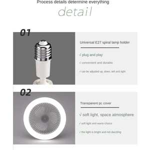 Uzaktan Kumandalı ve Işıklı Tavan Vantilatörü 30W LED Lamba Fanı Akıllı Sessiz Tavan Vantilatörü E27 Dönüştürücü Tabanı Beyaz (Yurt Dışından)