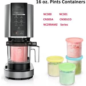 4 Adet Dondurma Pintleri ve Kapakları Ninja Creami NC301 NC300 NC299AMZ Serisi Dondurma Saklama Kapları Gıda Dondurucu (Yurt Dışından)