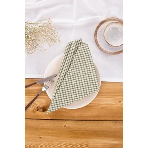 Arya | 6'lı Keten Piti Kareli Haki Peçete - Piknik Dekorasyonu 40 X 40 Cm