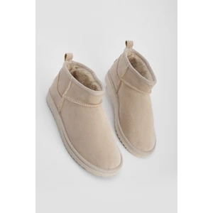 Kadın İçi Kürklü Günlük Bot Pasep Bej Süet