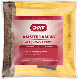 Amsterdamdry Mikrofiber Oto Yıkama Paketi Araç Kurulama Havlusu Cam Bezi Araba Yıkama Eldiveni Seti