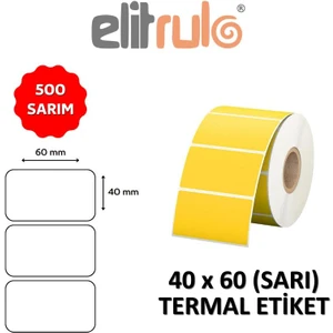 Elit Rulo Elitrulo Barkod Etiketi 40X60 Termal Sarı - 500 Adet