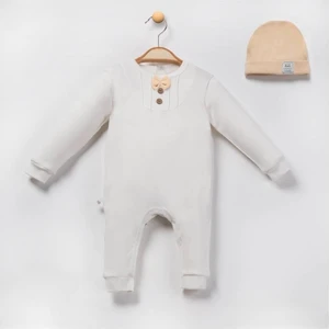 Bebem Asya Papyonlu Düğmeli 3 Parça Erkek Bebek Tulum Set