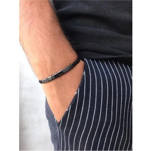 Tralles Mors Alfabesi Doğaltaş Hematit Bileklik Unisex Kullanıcılar için Özel Tasarım