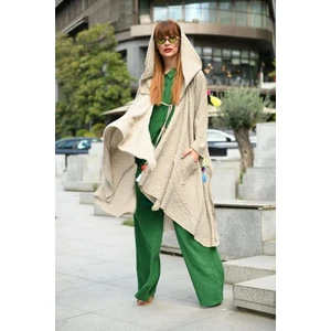 Bohem Stil Cadı Kapüşonlu Cepli Boho Mevsimlik Panço & Kap