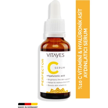 VITAYES Perfector Vitamin C + Hyaluronik Asit Aydınlatıcı Yüz Serumu