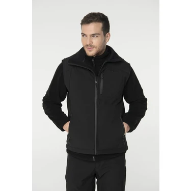 2AS Samana Softshell Yelek Siyah Renkli Erkek Kullanıma Uygun Su Kaydırma Özelliği ile Mevsim