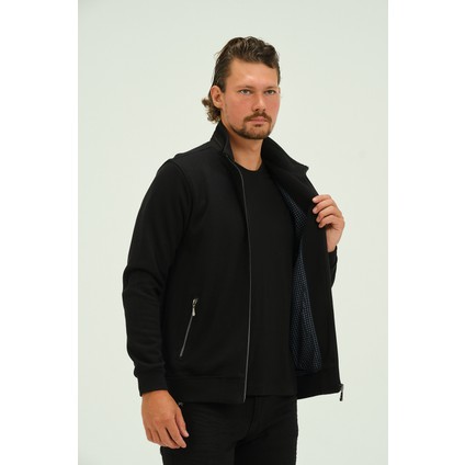 Siyah Fermuarlı Içi Astarlı Regular Fit Erkek Dik Yaka Selanik Hırka fırsatları