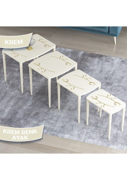 Concept Katre Serisi Mdf 4 Lü Gül Desenli Zigon Sehpa Takımı modelleri