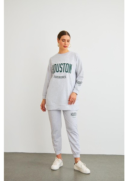 Houston Pamuklu Oversize Gri Alt Üst Takım