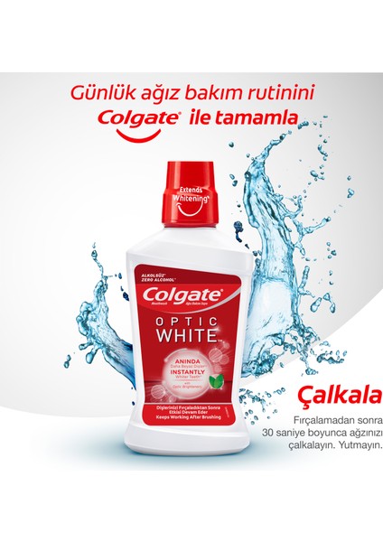 Optic White Kahve, Çay ve Tütün Kullananlar için Diş Macunu 125 ml, 360 Visible White Orta Diş Fırçası, Optic White Ağız Bakım Suyu 250 ml