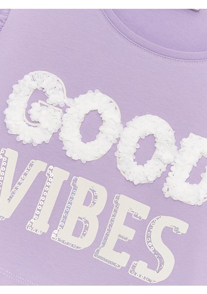 Kız Çocuk Fırfırlı Good Vibes Tişört