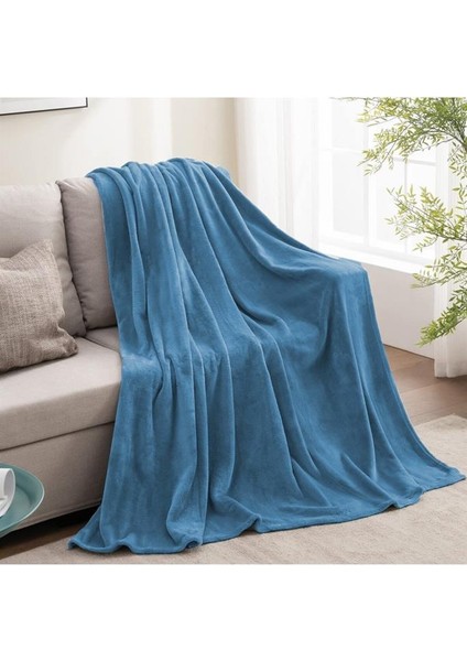 Wellsoft Battaniye Televizyon Battaniyesi Peluş Polar Battaniye Tek Kişilik 170*230- Indigo